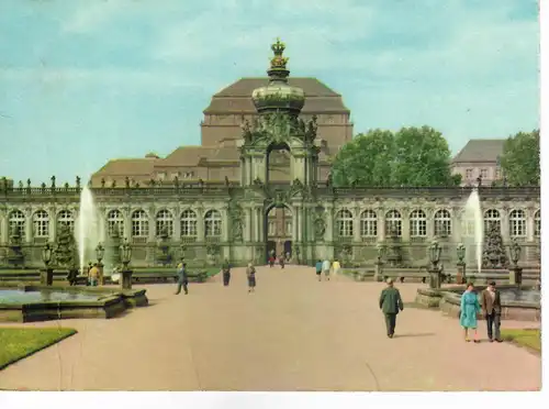 Ansichtskarte Dresden Zwinger Kronentor - gelaufen ca. 1963