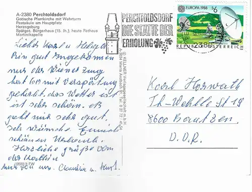 Ansichtskarte Perchtoldsdorf - gelaufen 1988