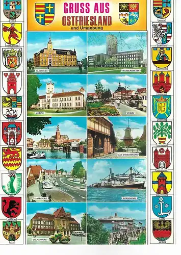 Ansichtskarte Gruss aus Ostfriesland und Umgebung - gelaufen 1992