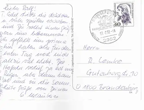 Ansichtskarte Gruss aus Ostfriesland und Umgebung - gelaufen 1992