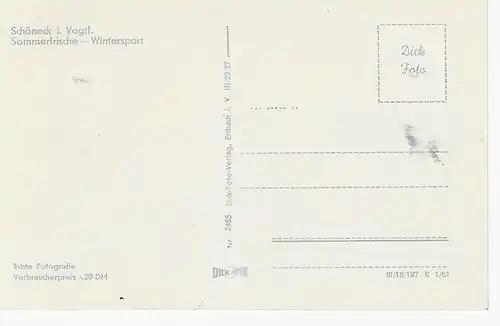 Ansichtskarte Schöneck i. Vogtl. Sommerfrische - Wintersport - nicht gelaufen