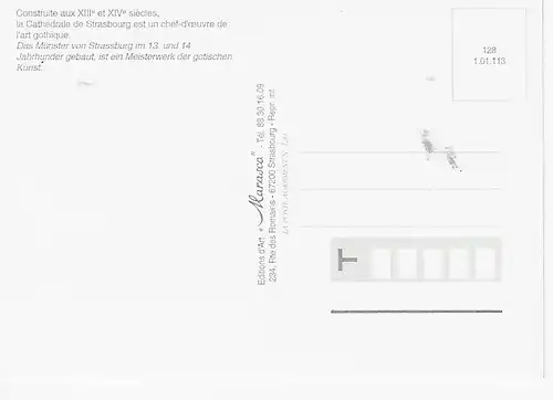 Ansichtskarte Strasbourg Construite aus XIII et XIV siècles - nicht gelaufen