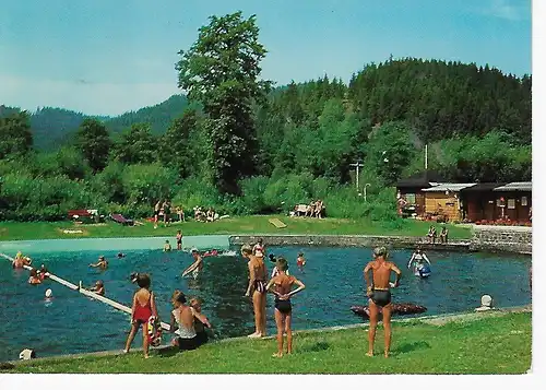 Ansichtskarte Steinwiesen im Frankenwald Schwimmbad - gelaufen 1972