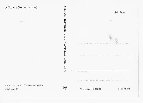 Ansichtskarte Luftkurort Stolberg (Harz) - ca. 1980  nicht gelaufen