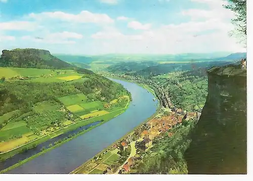 Ansichtskarte Sächsische Schweiz Blick vom Königstein auf das Elbtal und den Lilienstein - nicht gelaufen 