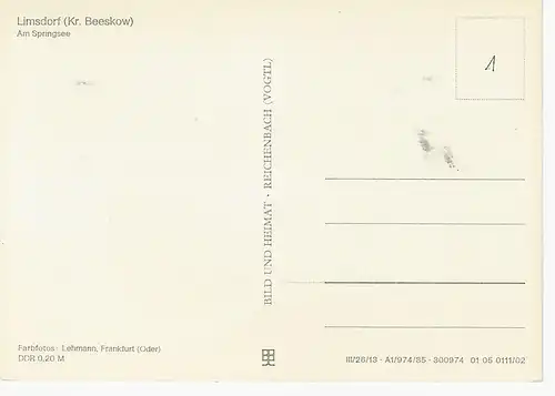 Ansichtskarte Limsdorf (Kr. Beeskow) - nicht gelaufen ca. 1985