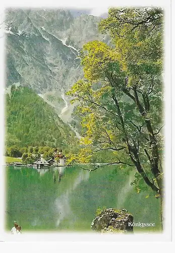 Ansichtskarte Der Königssee mit der Wallfahrtskirche St. Bartholomä - gelaufen 2000