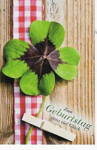 Ansichtskarte Klappkarte Kleeblatt beschrieben