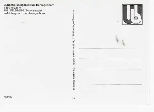 Ansichtskarte Bundesleistungszentrum Herzogenhorn - Feldberg / Schwarzwald - nicht gelaufen