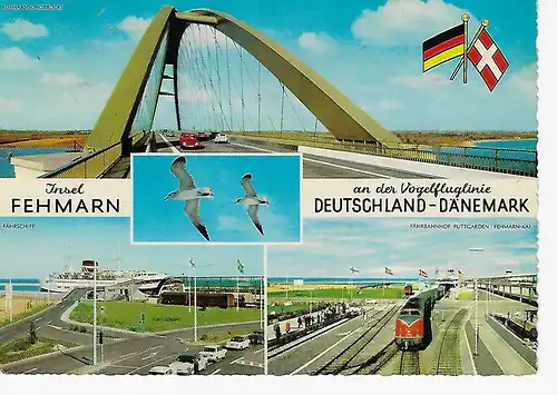 Ansichtskarte Insel Fehmarn an der Vogelfluglinie Deutschland - Dänemark - gelaufen1964