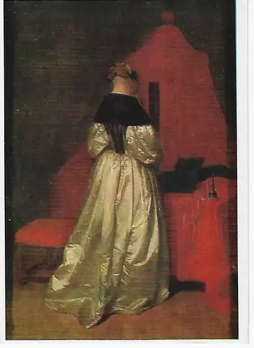 Ansichtskarte Gerard ter Borch - Eine Dame in weißem Atlas - Gemäldegalerie Dresden 