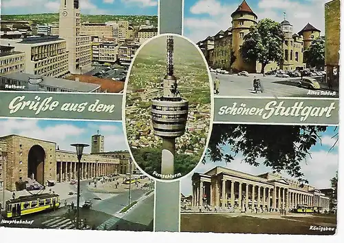 Ansichtskarte Stuttgart - gelaufen 1964