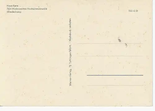 Ansichtskarte Haus Kern - Hinterzarten - Windeckweg - nicht gelaufen 