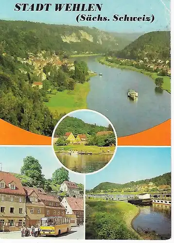 Ansichtskarte Sächsische Schweiz - Stadt Wehlen - gelaufen 1986