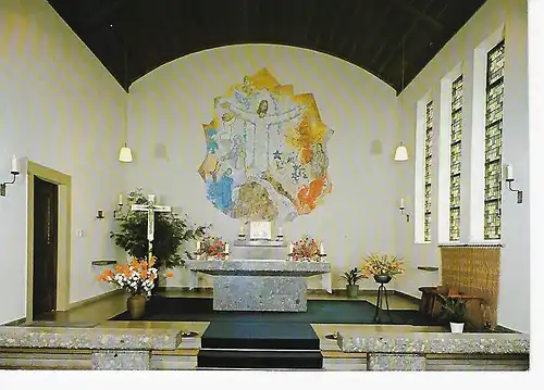 Ansichtskarte Filialkirche St. Cornelius - Todtnau - Muggenbrunn - Glasmosaikbild von Antonin Klouda, Prag - Die acht Seeligkeiten - nicht gelaufen 