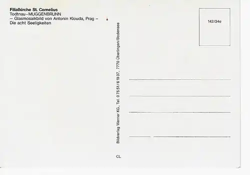 Ansichtskarte Filialkirche St. Cornelius - Todtnau - Muggenbrunn - Glasmosaikbild von Antonin Klouda, Prag - Die acht Seeligkeiten - nicht gelaufen 