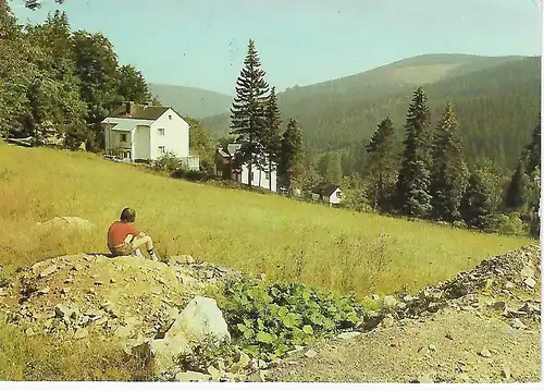 Ansichtskarte Kurort Bärenfels (Kr. Dippoldiswalde) - Staatlich anerkannter Erholungsort - Blick zur Tellkoppe  - gelaufen 1989