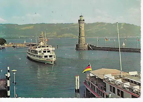 Ansichtskarte Lindau im Bodensee - Hafen- gelaufen 1961