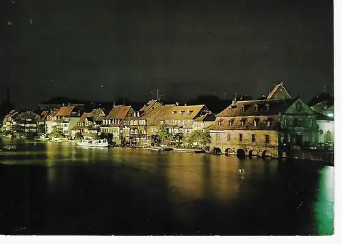 Ansichtskarte Bamberg - Klein Venedig bei Nacht - nicht gelaufen 1978
