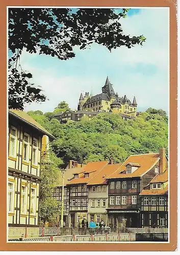 Ansichtskarte Wernigerode (Harz) - Schöne Ecke mit Blick zum Feudalmuseum Schloß - gelaufen 1981