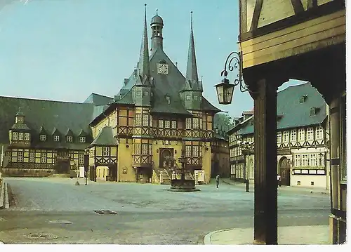 Ansichtskarte Wernigerode (Harz) - Rathaus - gelaufen 1971