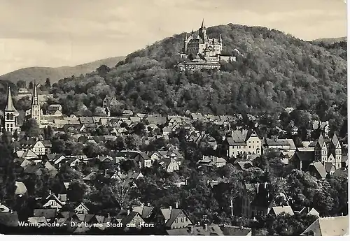 Ansichtskarte Wernigerode (Harz) - die bunte Stadt am Harz - gelaufen 1959