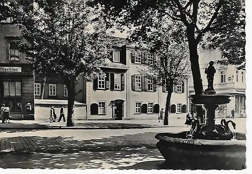 Ansichtskarte Weimar - Schillerhaus und Gänsemännchenbrunnen -  nicht gelaufen 
