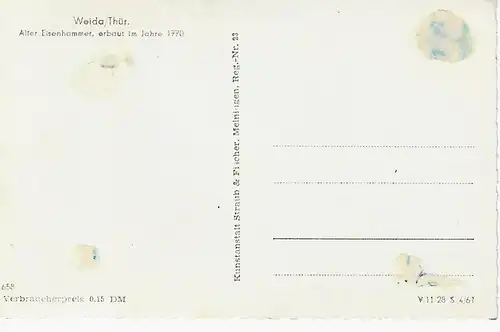 Ansichtskarte Weida / Thüringen -Alter Eisenhammer, erbaut im Jahre 1770 - nicht gelaufen