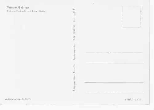 Ansichtskarte Zittauer Gebirge (Kr. Zittau) - Blick vom Hochwald nach Kurort Oybin - nicht gelaufen