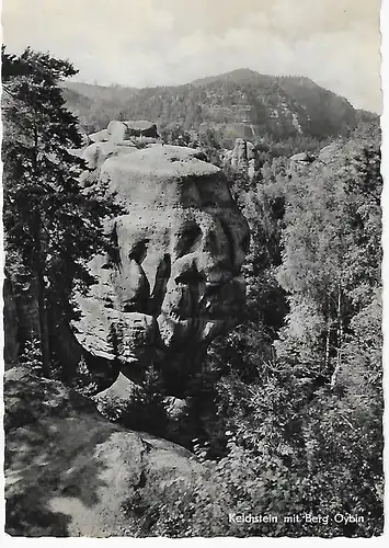 Ansichtskarte Zittauer Gebirge (Kr. Zittau) - Kelchstein mit Berg Oybin - gelaufen 1959