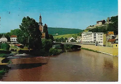 Ansichtskarte Bad Kreuznach / Nahe - Blick über die Nahe zur Kauzenburg- gelaufen 1977