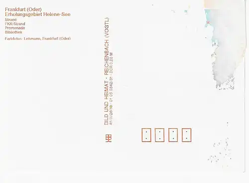 Ansichtskarte Erholungsgebiet Helene-See - Frankfurt (Oder)  - nicht gelaufen 
