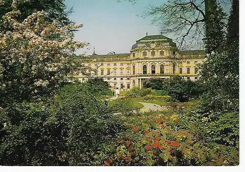 Ansichtskarte Würzburg am Main - Blick aus dem Hofgarten auf die Residenz - nicht gelaufen 