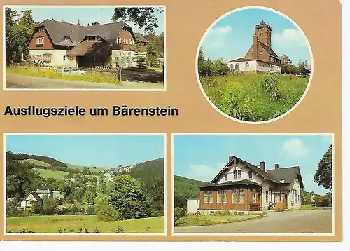 Ansichtskarte Ausflugsziele um Bärenstein - gelaufen 1989