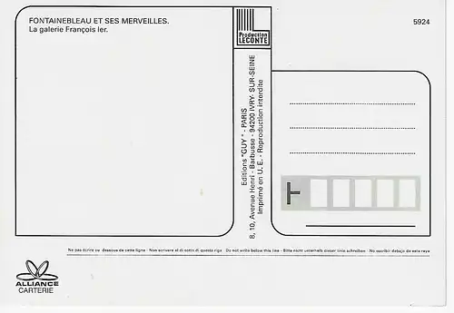 Ansichtskarte Fontainebleau et ses Merveilles - LA GALERIE FRANCOIS 1ER - nicht gelaufen