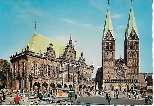 Ansichtskarte Bremen - Rathaus und Dom - gelaufen