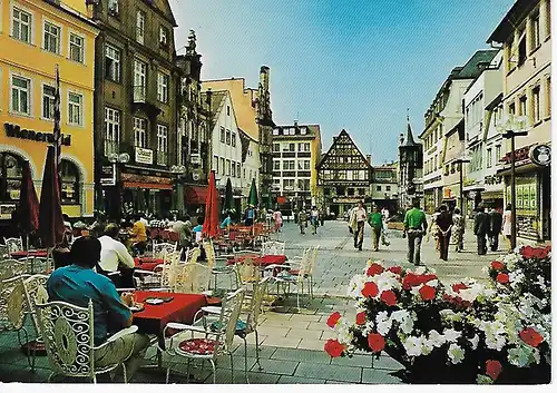 Ansichtskarte Bad Kissingen - Fussgängerzone am Markt - gelaufen 1982