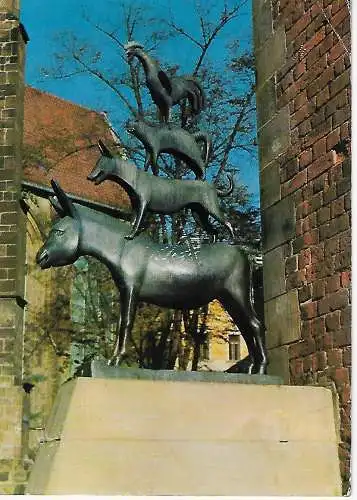 Ansichtskarte Bremen - Die Bremer Stadtmusikanten - gelaufen 1970
