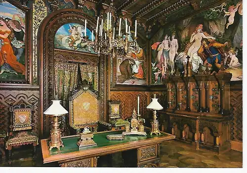 Ansichtskarte Königsschloß Neuschwanstein - Arbeitszimmer - nicht gelaufen