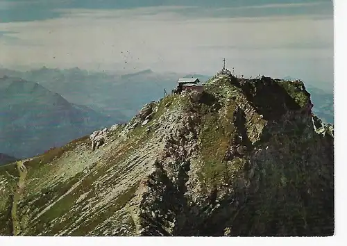 Ansichtskarte Nebelhorn-Gipfel mit Schweizer und Walsertaler Hochgebirge - gelaufen 1964