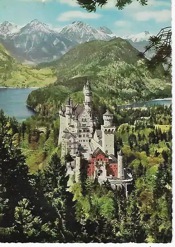Ansichtskarte Königsschloß Neuschwanstein mit Allgäuer und Tiroler Bergen - nicht gelaufen