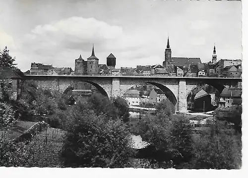 Ansichtskarte Bautzen - Friedensbrücke mit Altstadt - gelaufen 1961