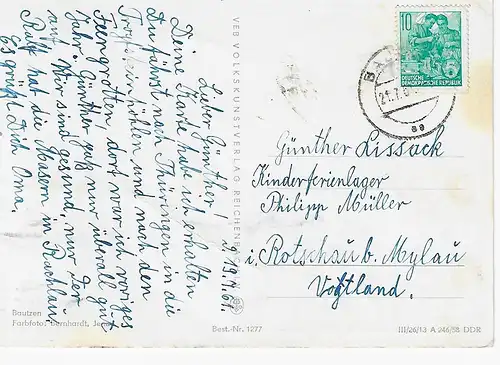 Ansichtskarte Bautzen - gelaufen 1961
