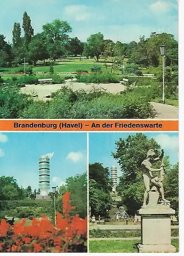 Ansichtskarte Brandenburg - Havel  - An der Friedenswarte - gelaufen 1986