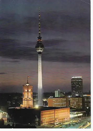 Ansichtskarte Berlin - Hauptstadt der DDR - Fernseh- und UKW-Turm der Deutschen Post - gelaufen 1980