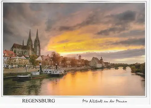 Ansichtskarte Regensburg - Die Altstadt an der Donau - gelaufen 2015