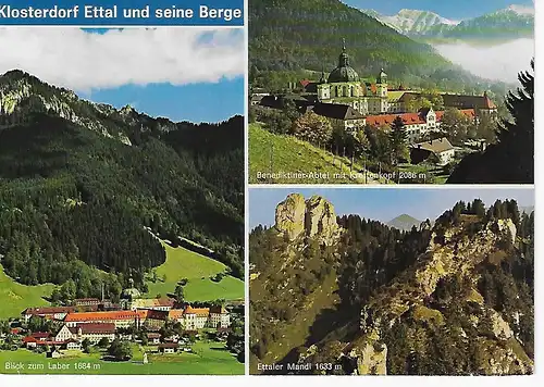 Ansichtskarte Klosterdorf Ettal und seine Berge - gelaufen