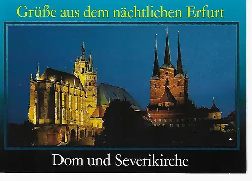 Ansichtskarte Erfurt / Thüringen - Domplatz mit Dom und Severinkirche - nicht gelaufen
