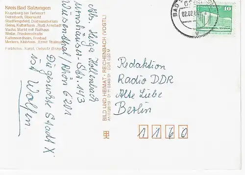 Ansichtskarte Rhön - Kreis Bad Salzungen (Thür) - gelaufen 1989