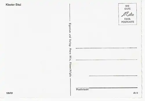 Ansichtskarte Kloster Ettal - nicht gelaufen